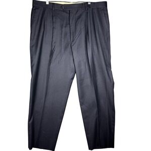 Grant Thomas Dress Pants Men 42 Navy Blue Wool Cashmere Pleated Made in Italy